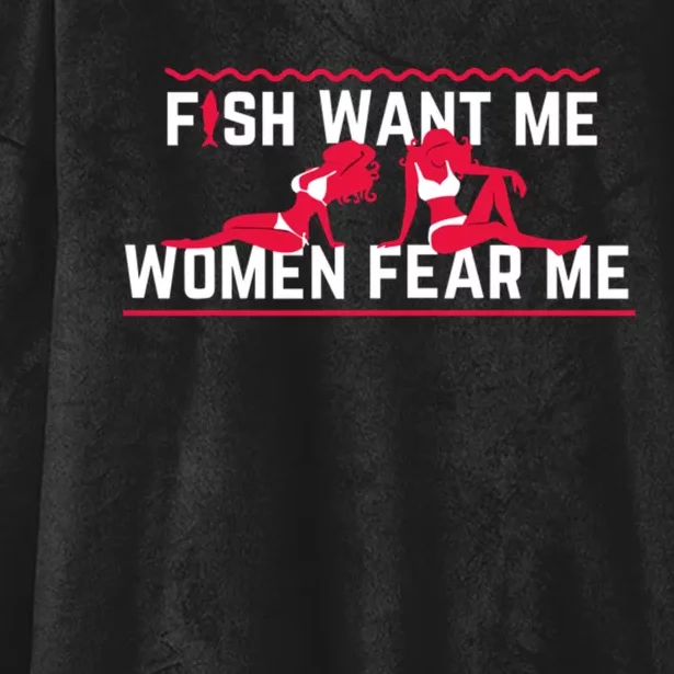 Fish Want Me, Women Fear Me Hooded Wearable Blanket