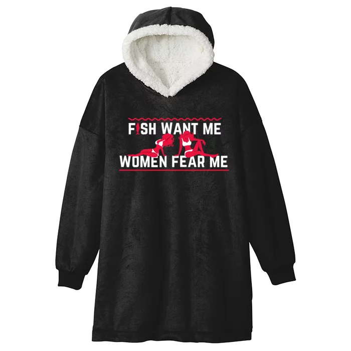 Fish Want Me, Women Fear Me Hooded Wearable Blanket