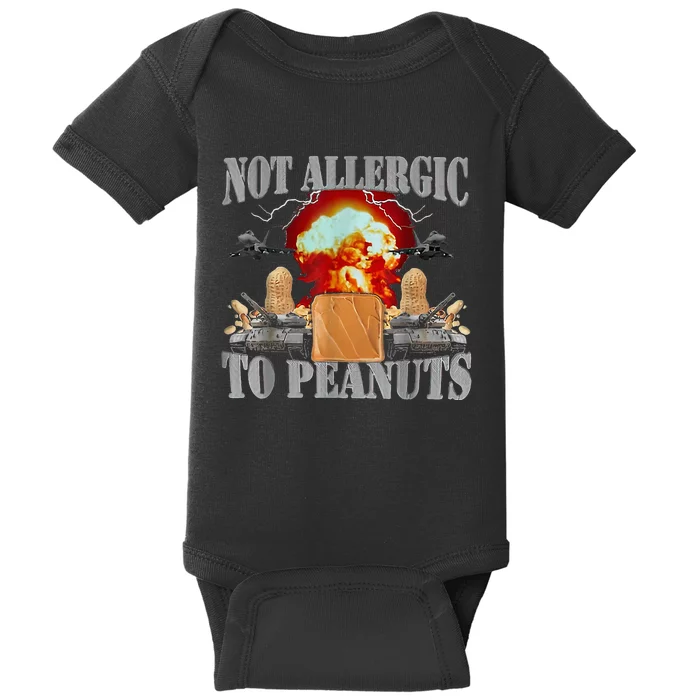 Funny Weird Meme Not Allergic To Peanut Cursed Peanut Butter Baby Bodysuit