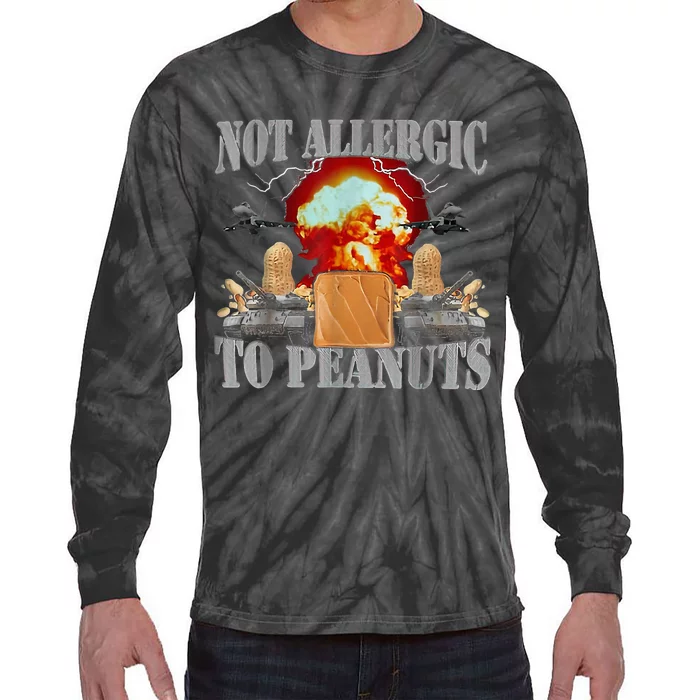 Funny Weird Meme Not Allergic To Peanut Cursed Peanut Butter Tie-Dye Long Sleeve Shirt