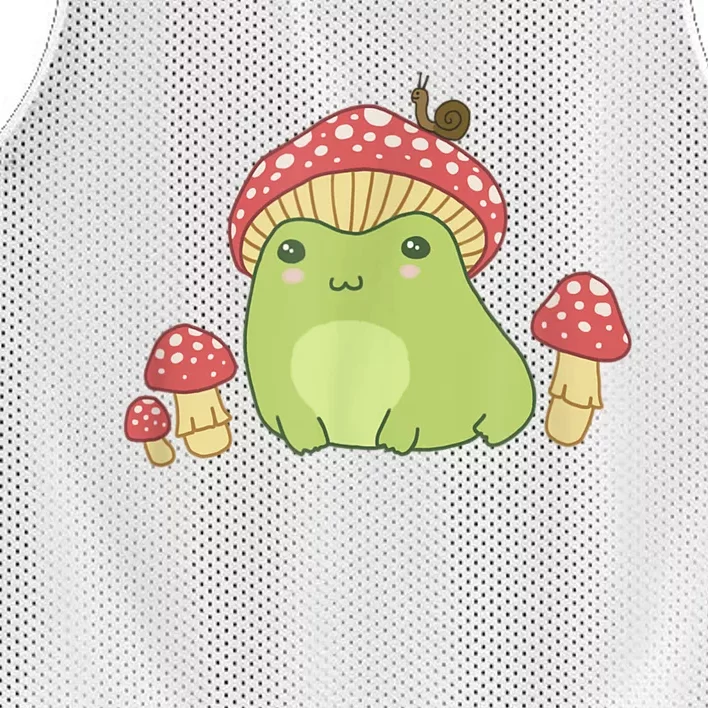 Frog With Mushroom Hat & Snail Cottagecore Aesthetic Mesh Reversible Basketball Jersey Tank