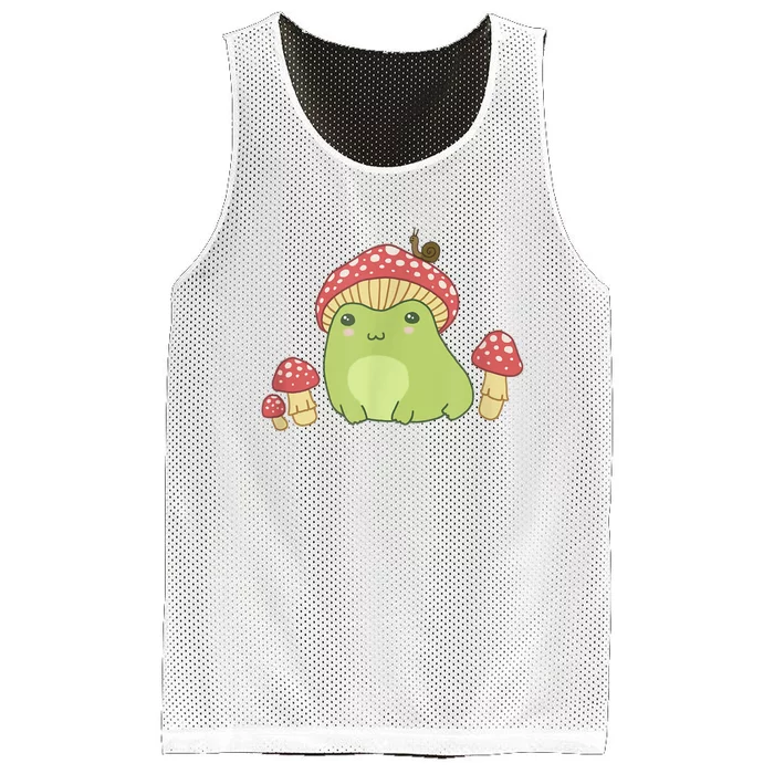 Frog With Mushroom Hat & Snail Cottagecore Aesthetic Mesh Reversible Basketball Jersey Tank