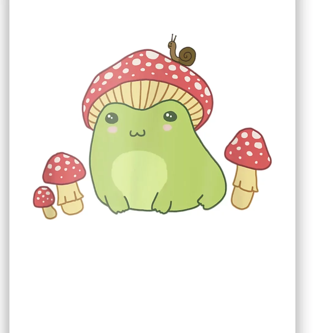 Frog With Mushroom Hat & Snail Cottagecore Aesthetic Poster