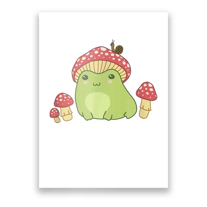 Frog With Mushroom Hat & Snail Cottagecore Aesthetic Poster