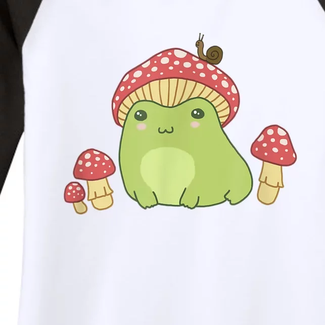 Frog With Mushroom Hat & Snail Cottagecore Aesthetic Women's Tri-Blend 3/4-Sleeve Raglan Shirt