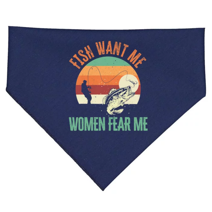 Fish Want Me Wo Fear Me Fishing Fisherman Angler USA-Made Doggie Bandana