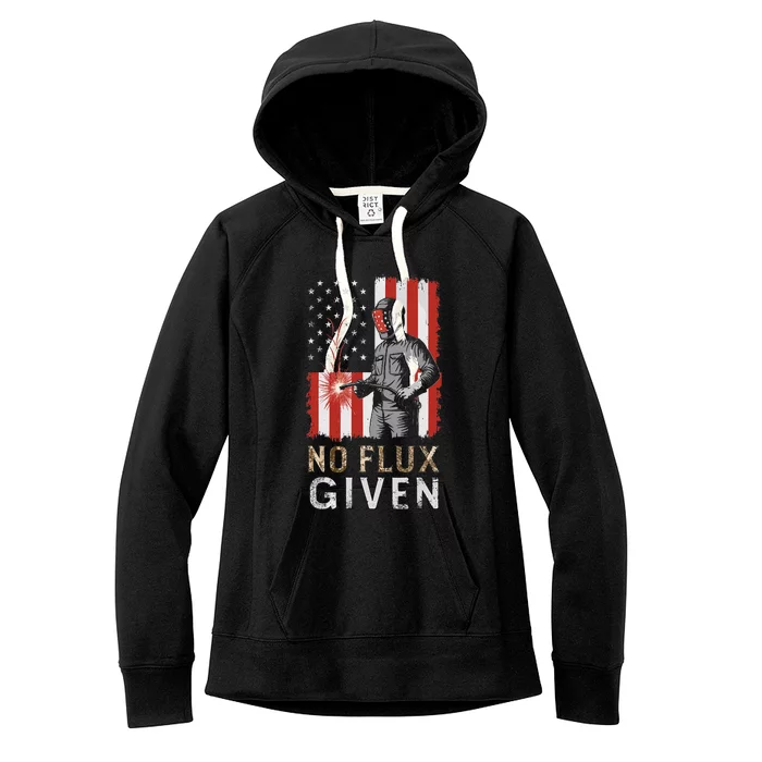 Funny Welding No Flux Given Vintage Welder American Flag Women's Fleece Hoodie