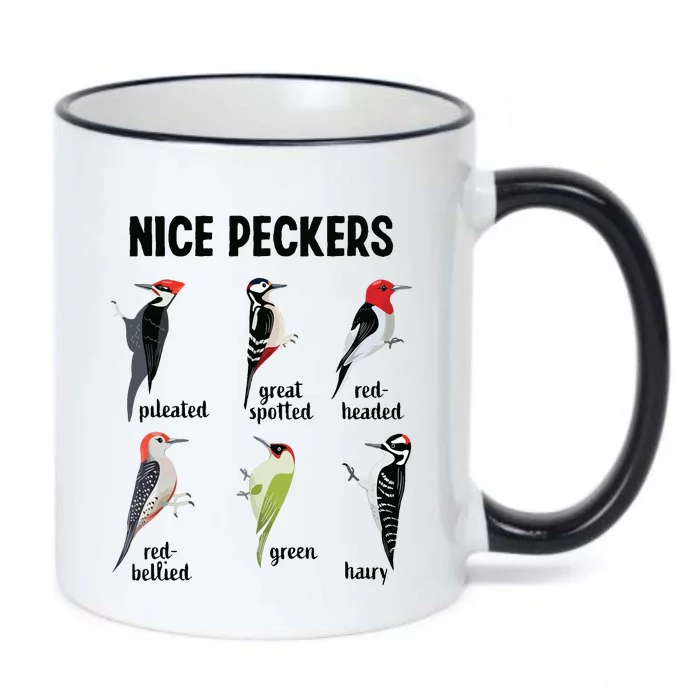 Funny Woodpecker Nice Peckers Bird Watching Black Color Changing Mug