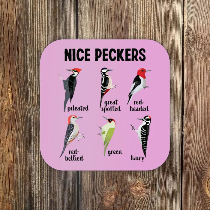 Funny Woodpecker Nice Peckers Bird Watching Coaster