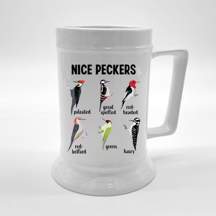 Funny Woodpecker Nice Peckers Bird Watching Front & Back Beer Stein