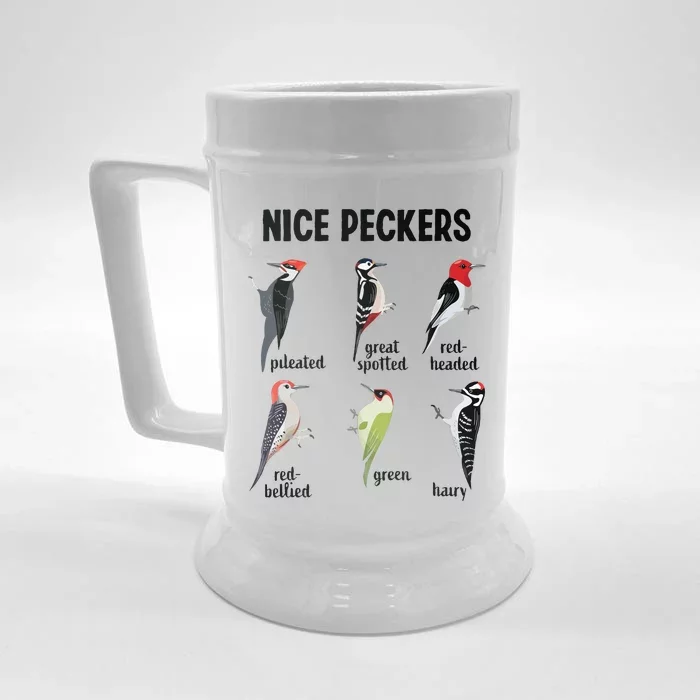 Funny Woodpecker Nice Peckers Bird Watching Front & Back Beer Stein