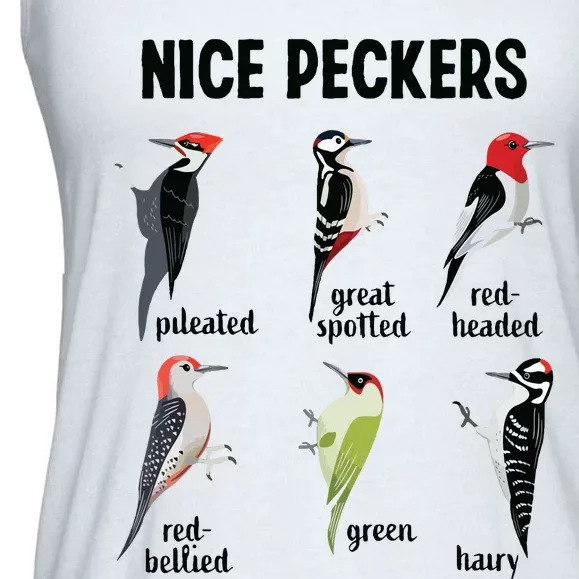 Funny Woodpecker Nice Peckers Bird Watching Ladies Essential Flowy Tank