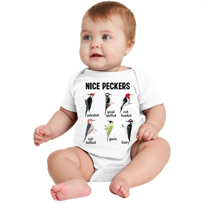 Funny Woodpecker Nice Peckers Bird Watching Baby Bodysuit