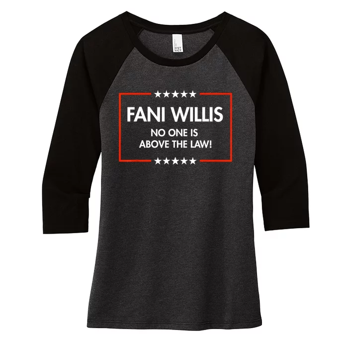 Fani Willis No One Is Above The Law Women's Tri-Blend 3/4-Sleeve Raglan Shirt