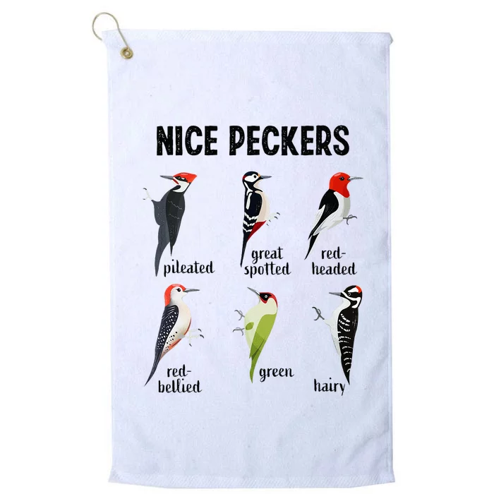 Funny Woodpecker Nice Peckers Bird Watching Platinum Collection Golf Towel