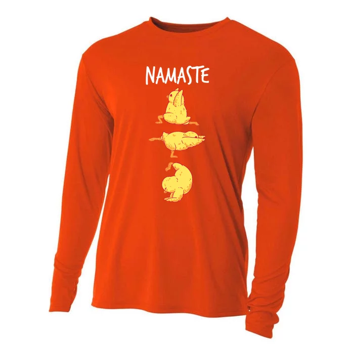 Funny Workout Namaste Chicken Yoga Pose Gift Cooling Performance Long Sleeve Crew