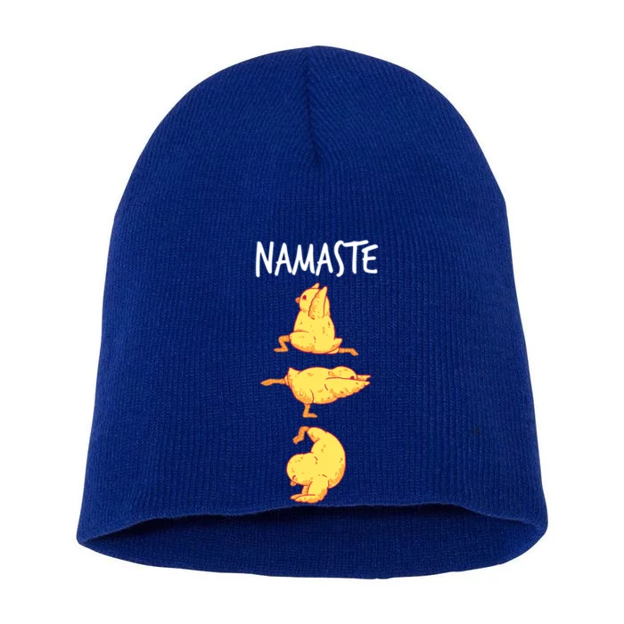 Funny Workout Namaste Chicken Yoga Pose Gift Short Acrylic Beanie