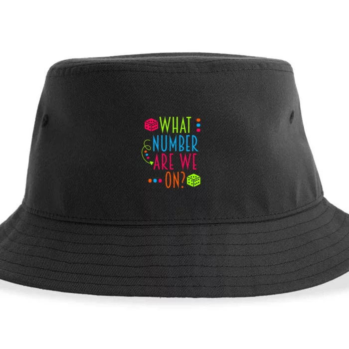 Funny What Number Are We On Bunco Dice Game Night Player Sustainable Bucket Hat