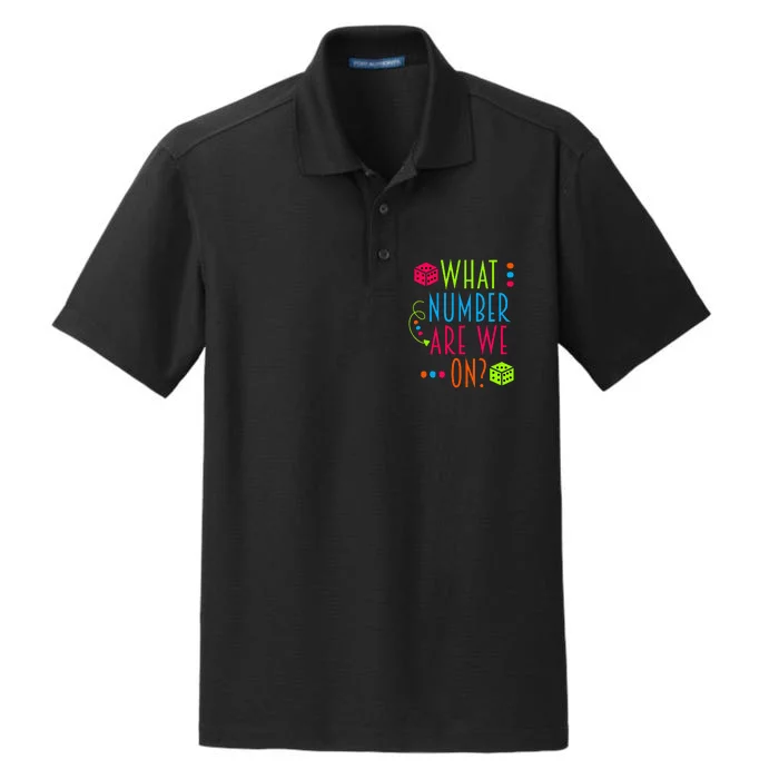 Funny What Number Are We On Bunco Dice Game Night Player Dry Zone Grid Performance Polo