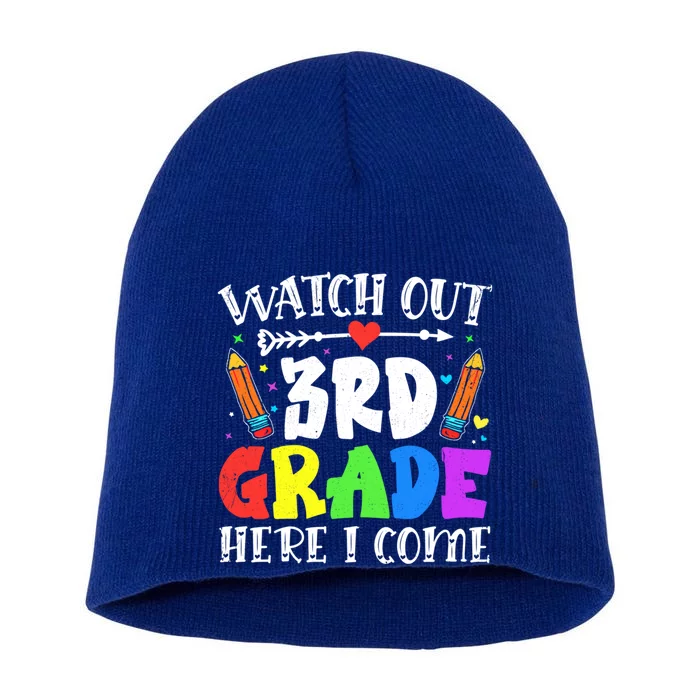 Funny Watch Out 3Rd Grade Here I Come Back To School Great Gift Short Acrylic Beanie