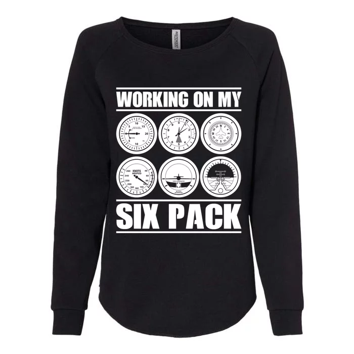 Funny Working On My Six Pack Aviator Gift For Pilot Gift Womens California Wash Sweatshirt