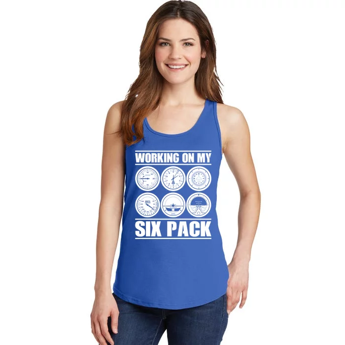 Funny Working On My Six Pack Aviator Gift For Pilot Gift Ladies Essential Tank