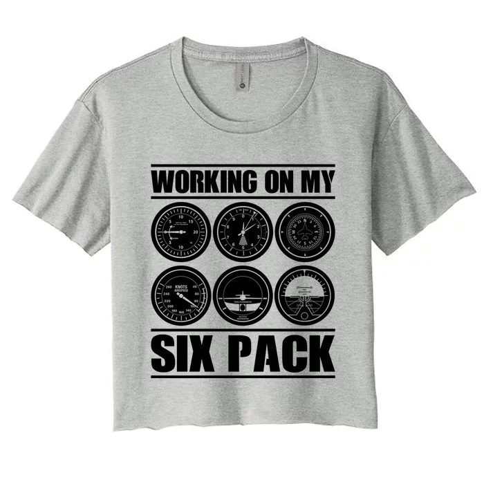 Funny Working On My Six Pack Aviator Gift For Pilot Gift Women's Crop Top Tee