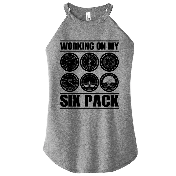 Funny Working On My Six Pack Aviator Gift For Pilot Gift Women’s Perfect Tri Rocker Tank