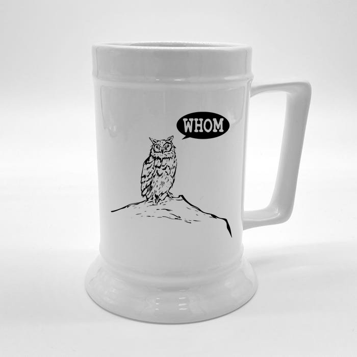 Funny Whom Owl Grammar English Teacher Front & Back Beer Stein