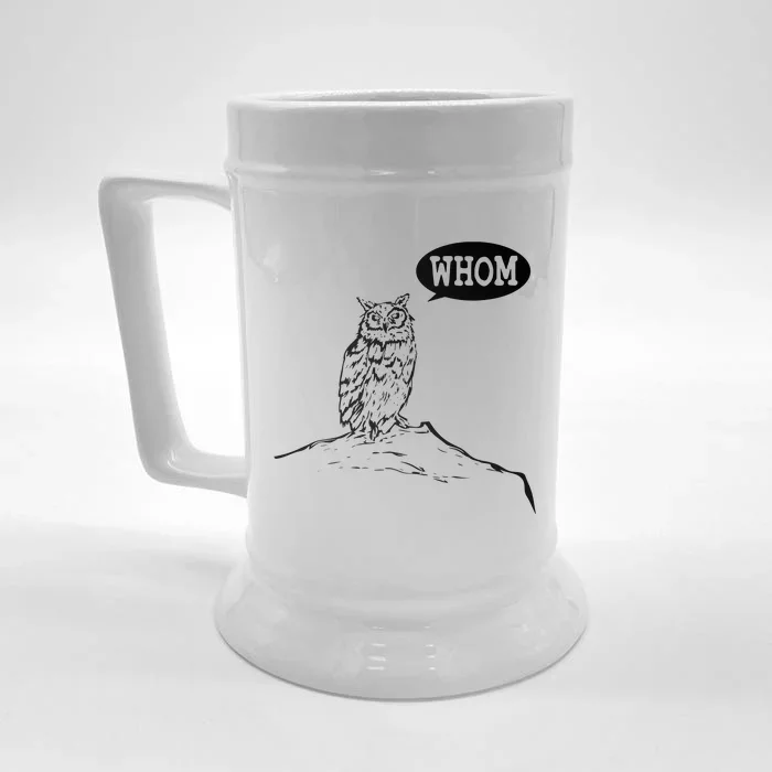 Funny Whom Owl Grammar English Teacher Front & Back Beer Stein