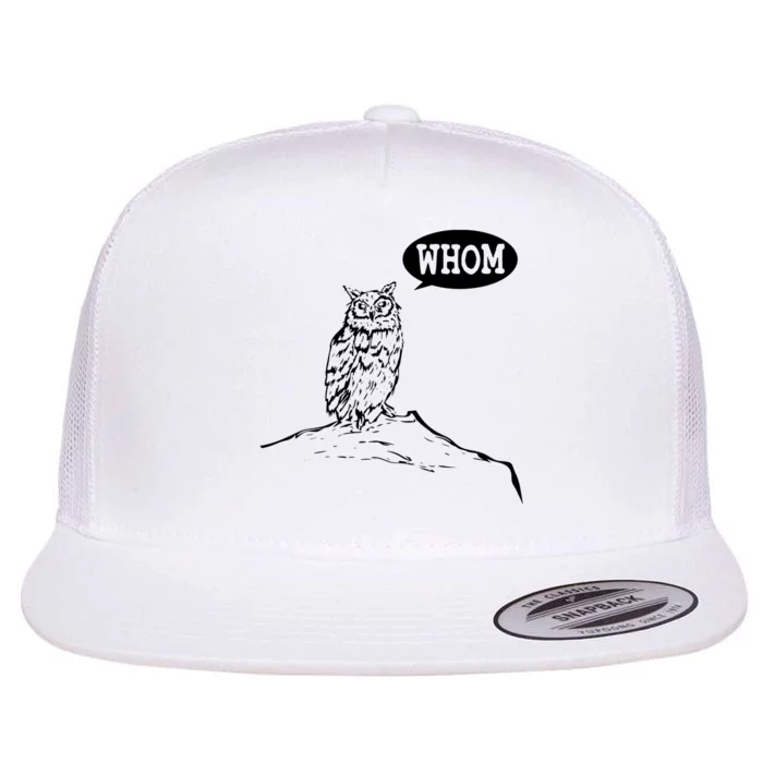 Funny Whom Owl Grammar English Teacher Flat Bill Trucker Hat