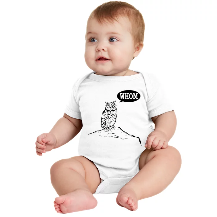 Funny Whom Owl Grammar English Teacher Baby Bodysuit