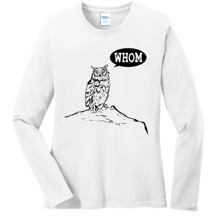 Funny Whom Owl Grammar English Teacher Ladies Long Sleeve Shirt