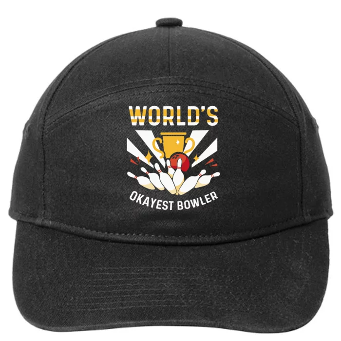 Funny WorldS Okayest Bowler Bowling 7-Panel Snapback Hat