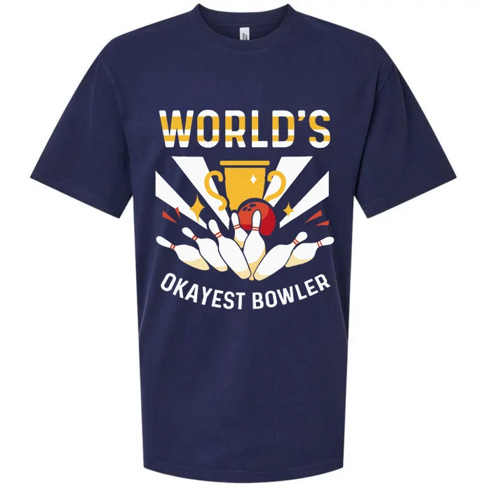 Funny WorldS Okayest Bowler Bowling Sueded Cloud Jersey T-Shirt