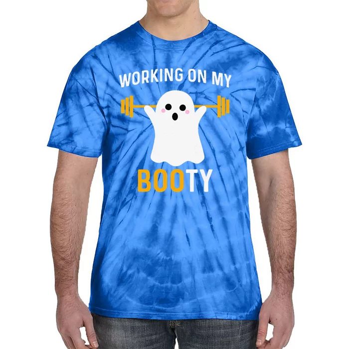 Funny Working On My Booty Funny Halloween Workout Gym Squat Tie-Dye T-Shirt