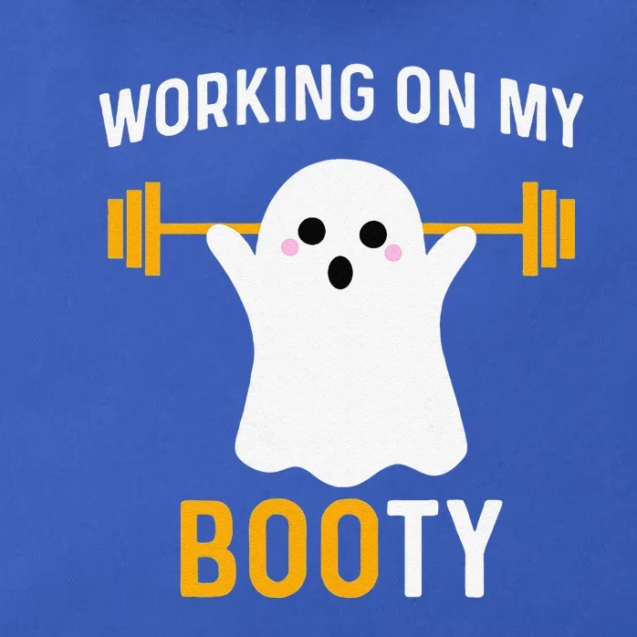 Funny Working On My Booty Funny Halloween Workout Gym Squat Zip Tote Bag