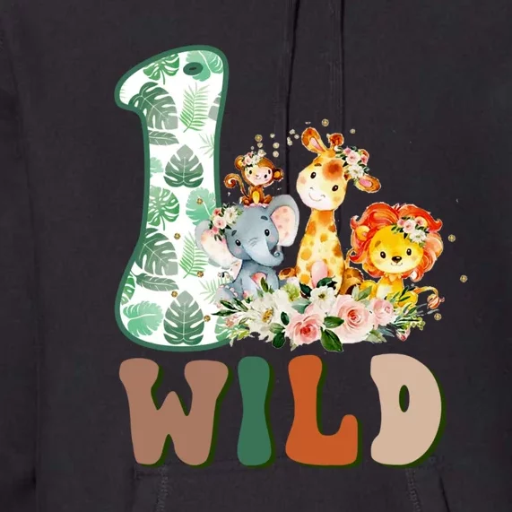 Funny Wild One 1st Birthday Safari Animal Themed Gift Premium Hoodie