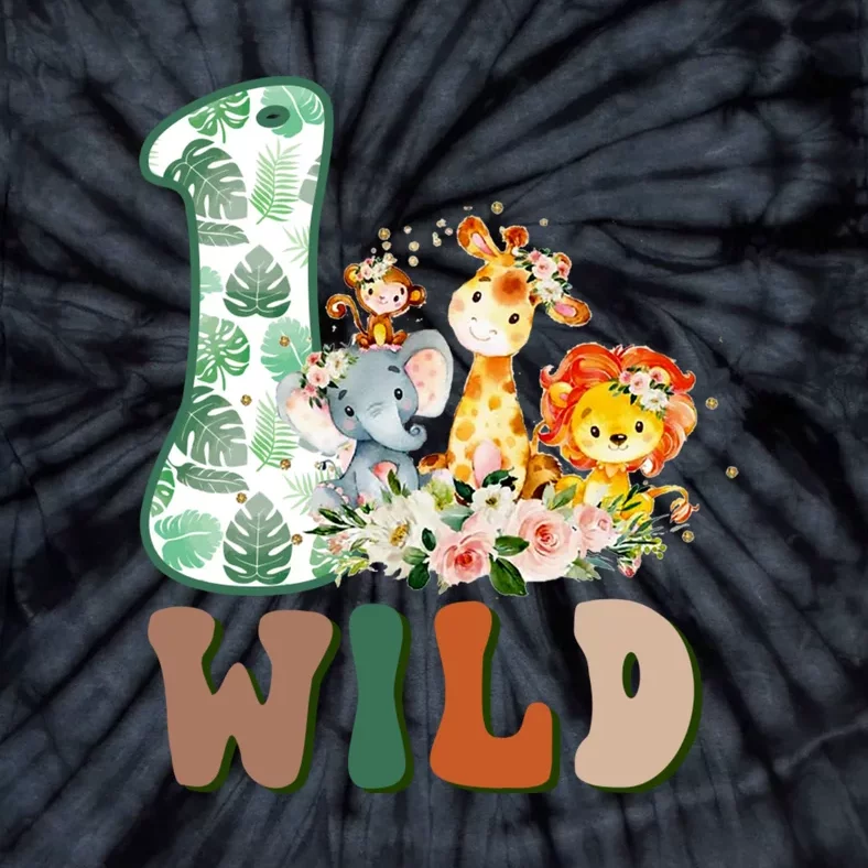 Funny Wild One 1st Birthday Safari Animal Themed Gift Tie-Dye T-Shirt