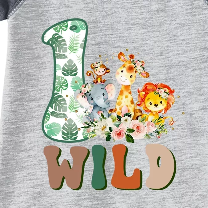 Funny Wild One 1st Birthday Safari Animal Themed Gift Infant Baby Jersey Bodysuit