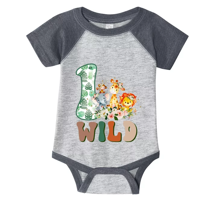 Funny Wild One 1st Birthday Safari Animal Themed Gift Infant Baby Jersey Bodysuit