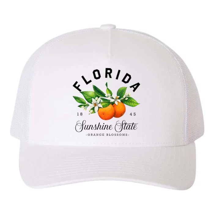 Florida Watercolor Orange Blossoms Yupoong Adult 5-Panel Trucker Hat