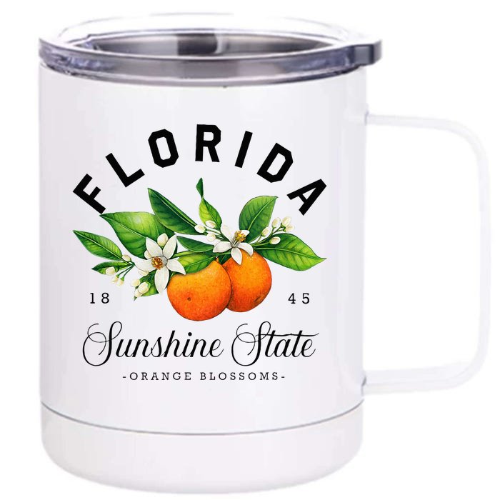 Florida Watercolor Orange Blossoms Front & Back 12oz Stainless Steel Tumbler Cup