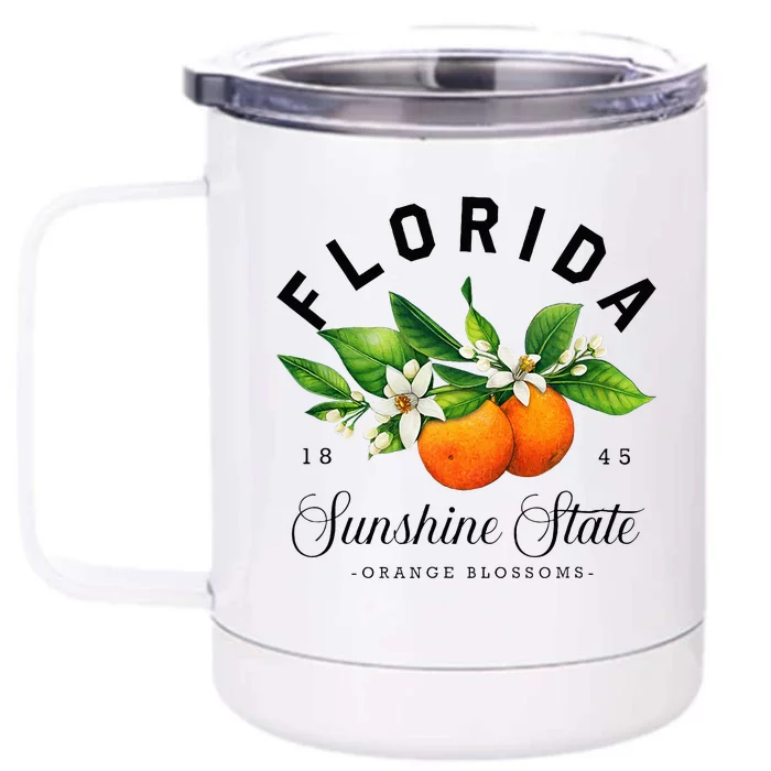 Florida Watercolor Orange Blossoms Front & Back 12oz Stainless Steel Tumbler Cup