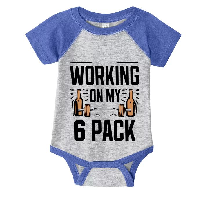 Funny Working On My 6 Pack Gymmer Funny Dad Life Infant Baby Jersey Bodysuit