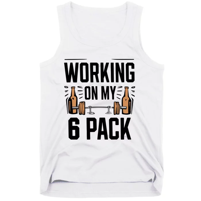 Funny Working On My 6 Pack Gymmer Funny Dad Life Tank Top