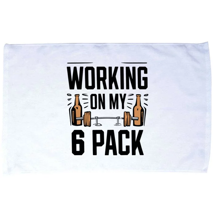 Funny Working On My 6 Pack Gymmer Funny Dad Life Microfiber Hand Towel