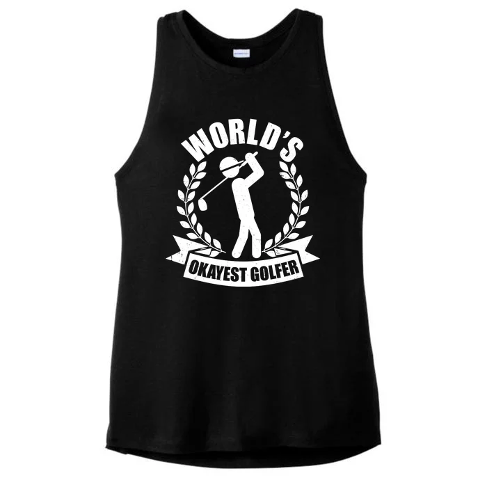 Funny Worlds Okayest Golfer Ladies Tri-Blend Wicking Tank