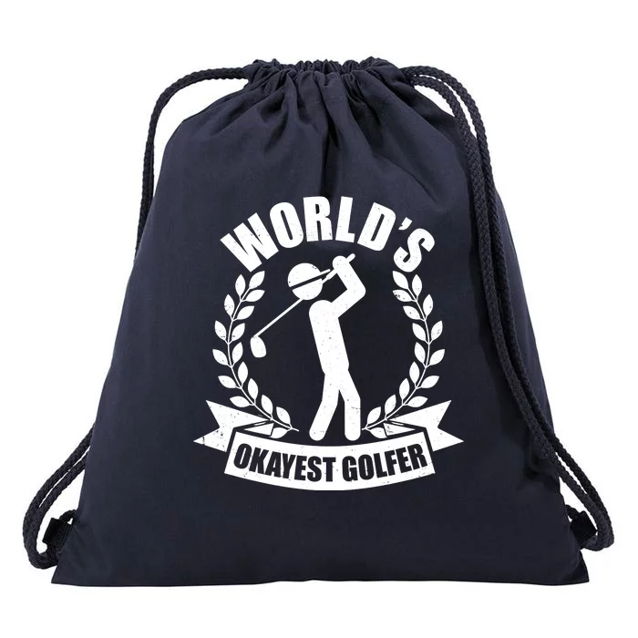 Funny Worlds Okayest Golfer Drawstring Bag