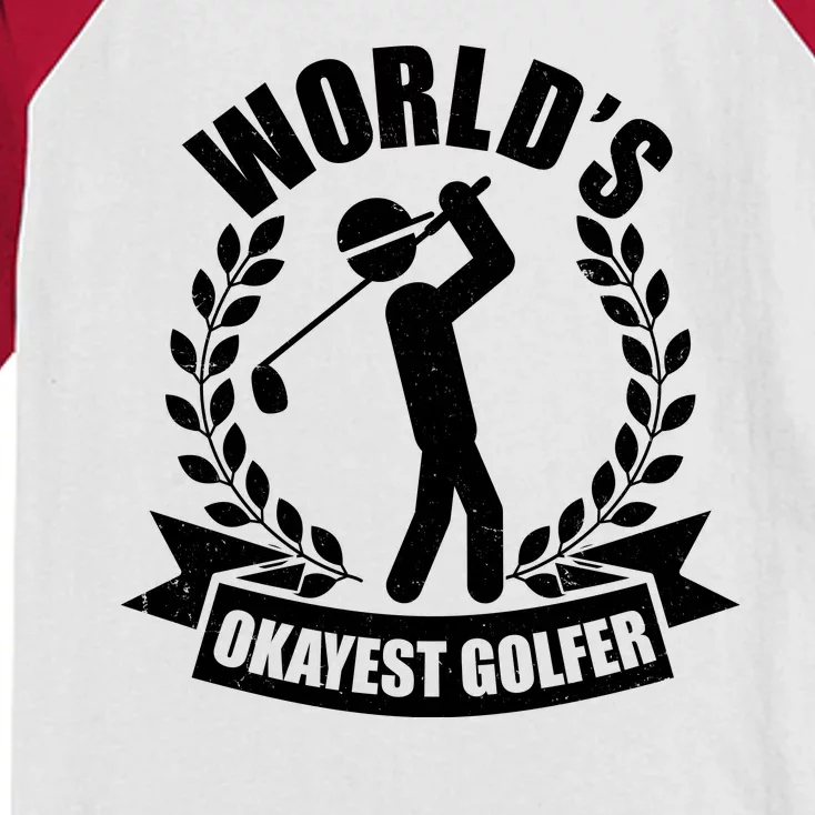 Funny Worlds Okayest Golfer Kids Colorblock Raglan Jersey